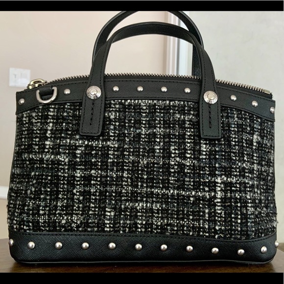 Henri Bendel West 57th Studded Tweed Satchel - Picture 3 of 9